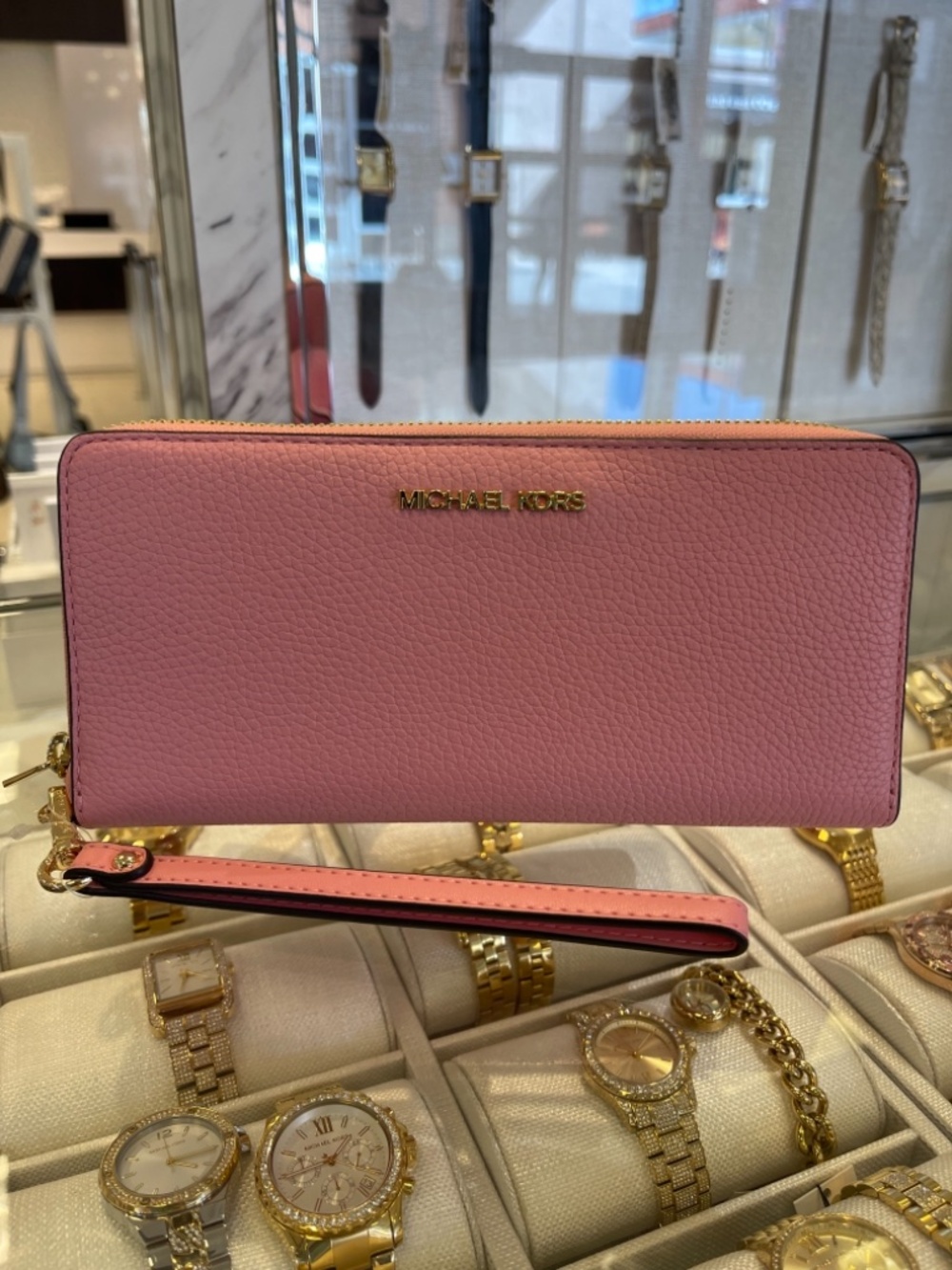 MICHAEL KORS Jet Set Travel Large Pebbled Leather Continental Wristlet Wallet Ph - Picture 14 of 16